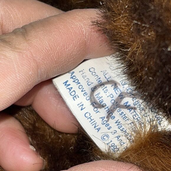 Vintage MJC International Plush Bear Brindle Brown Bear Belly 18” laying 1992 - Picture 8 of 10